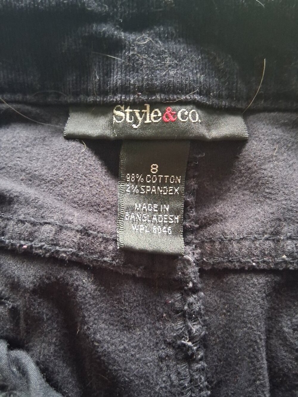 Style and Co. Black slim leg cords
